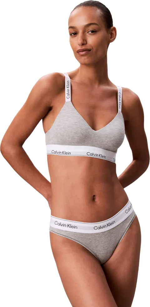 Calvin Klein Donna Reggiseno a Bralette Lightly Lined Fascia Elasticizzata, Grigio (Grey Heather), XS