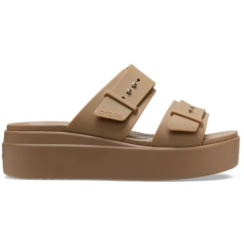 Crocs Brooklyn Buckle Low Wedge, Sandali Donna, Khaki, 37/38 EU