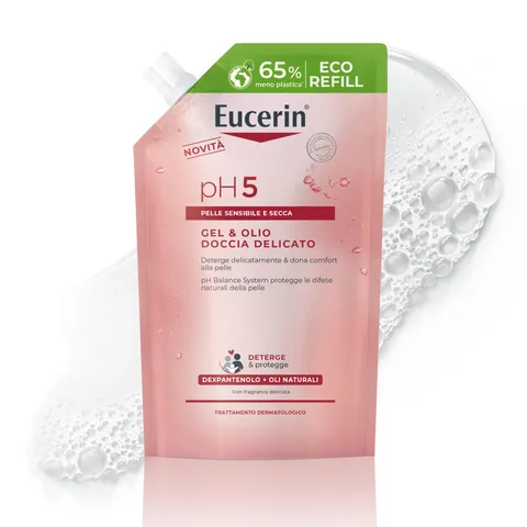 Eucerin pH5 Gel&Olio Doccia Delicato Refill 400 ml, Ricarica olio detergente corpo con