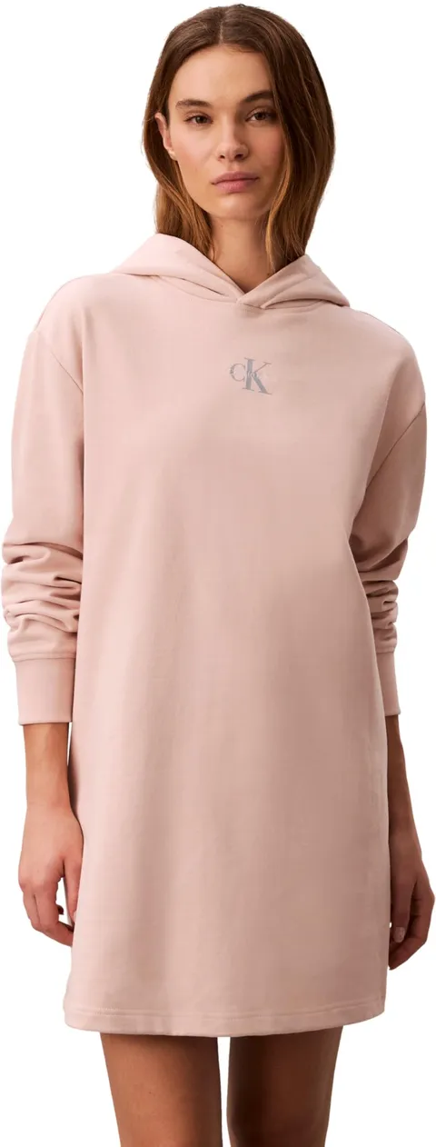 Calvin Klein Donna Abito con Cappuccio Premium Terry Lungo, Beige (Buff Beige), XXS