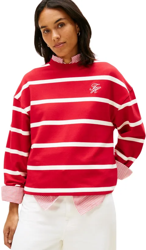 Tommy Hilfiger Felpa da Donna TH Script MDRN Terry Swtshrt WW0WW48431, Rosso (Rosso