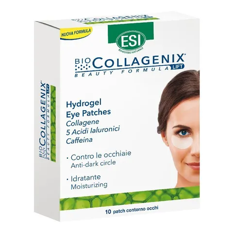 ESI, Biocollagenix Hydrogel Eye Patches, 10 Patch Occhi con Collagene, Caffeina e Acido