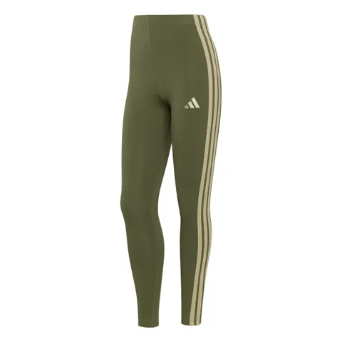 adidas Femme Essentials 3-Stripes Cotton Leggings, olive strata/Wonder Cargo, XS