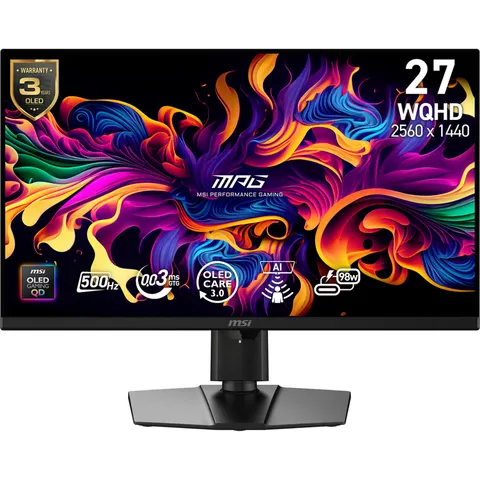 msi MPG 271QR QD-OLED X50 Display Gaming 27" WQHD - Lastra Quantum Dot OLED 2560 x 1440, 500Hz / 0,03ms, DisplayHDR True Black 500, sensore AI Care, HDMI 2.1, DP 2.1a, USB C (98W PD), nero