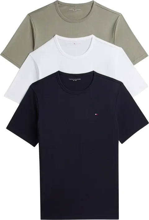 Tommy Hilfiger Maglietta da Uomo S/S, Nero (Blu Navy/Salvia/Bianco), XL