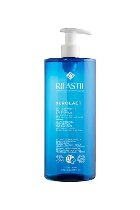 Rilastil Xerolact, Gel Detergente per Neonati, Bambini e Adulti, Delicato e Protettivo