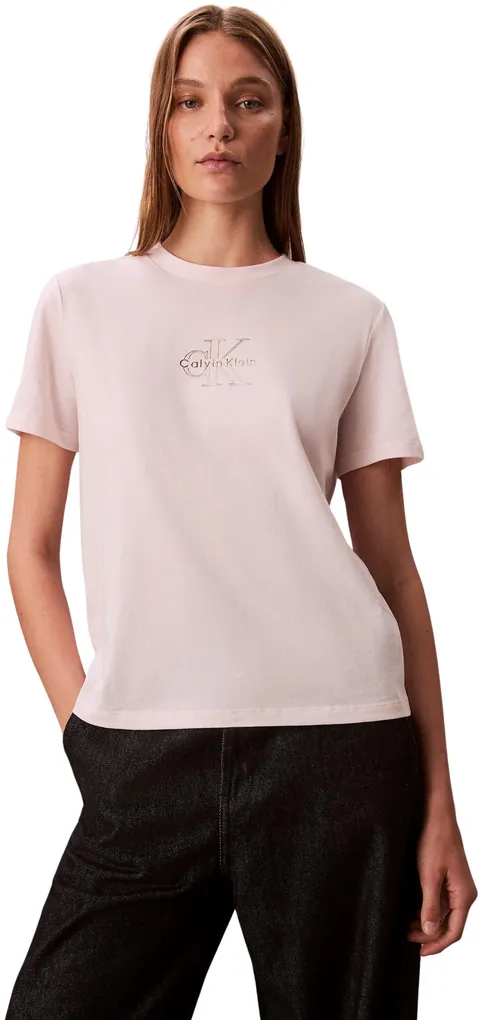Calvin Klein Donna T-Shirt Maniche Corte Classic Tee Scollo Rotondo, Rosa (Tender Blush)
