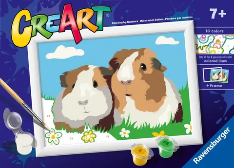 Ravensburger CreArt: Porcellini d'Ina - Dipingere con i Numeri per Bambini 7+ Anni, Kit