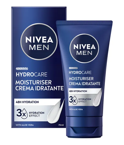 Nivea MEN Hydrocare Crema Idratante 48H 75 ml, Crema viso uomo per 3x effetto idratante