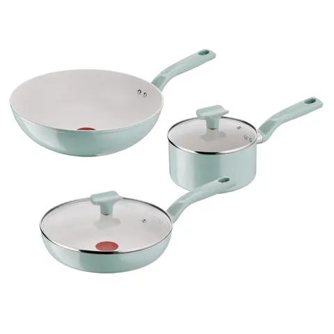 Lagostina Salvia, Set di Padelle e Pentole Antiaderenti 5 Pezzi in Alluminio Riciclato