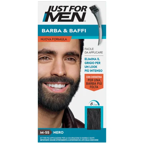 Just For Men Barba & Baffi, Tinta Per Uomo Con Cheratina, Per Una Barba Più Folta