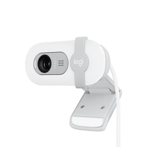 Logitech Brio 100 Full HD per riunioni e streaming, bilanciamento automatico illuminazione, microfono integrato, copriobiettivo, USB-A per Microsoft Teams, Google Meet, Zoom ecc - Bianco