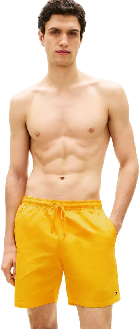Tommy Hilfiger Uomo Pantaloncino da Bagno Long Drawstring con Logo, Giallo (Sunshower), M