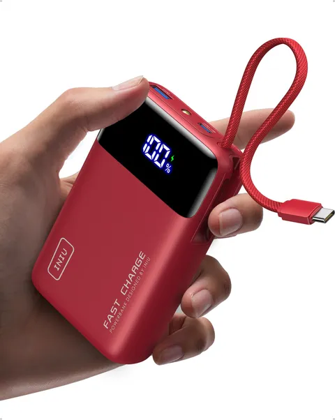 INIU Power Bank, Piccolo 45W Ricarica Rapida 20000mAh Powerbank con Cavo USB C Integrati