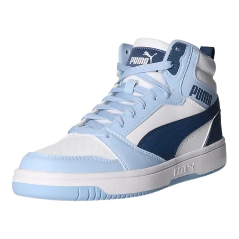 Puma Rebound V6 Mid JrSneaker Unisex per Bambini, Puma Bianco Indaco Scuro Haute Tropic