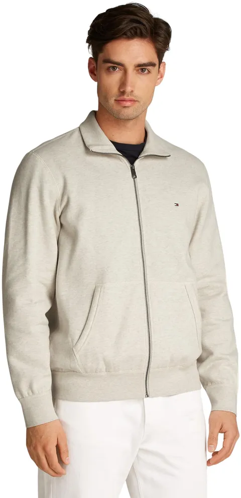 Tommy Hilfiger Uomo Felpa con Cerniera Essential Fleece Colletto alla Coreana, Beige