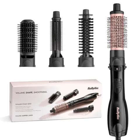 BaByliss Smooth Finish 1200 - Spazzola ad Aria Calda 4-in-1 per Asciugare, Lisciare