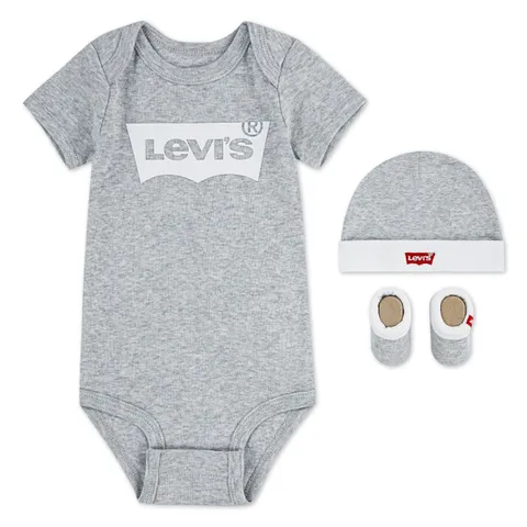 Levi's Kids Baby Boys Classic Batwing Infant Hat Bodysuit Bootie Set 3pc Baby and Toddler