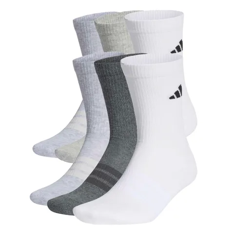 adidas Unisex - Adulto Cushioned Crew Socks 6 Pair Pack, white/light grey heather/medium