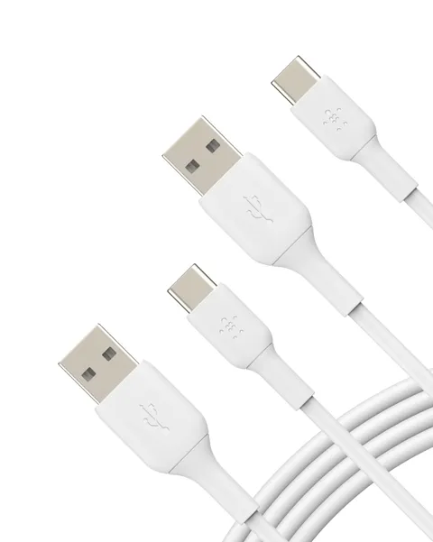 Belkin - Pack de 2 cables PVC USB-A vers USB-C blanc 1m