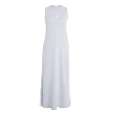 adidas Femme Essentials 3-Stripes Long Racerback Dress, Halo Silver/White, XS