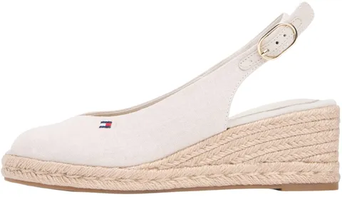 Tommy Hilfiger Espadrillas da donna Mid Wedge Espad Slingback FW0FW09228 con zeppa, beige