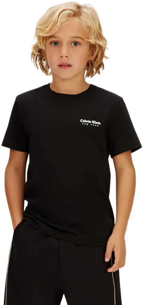 Calvin Klein Bambino T-Shirt Maniche Corte Minimal Logo in Cotone, Nero (CK Black), 4 Anni