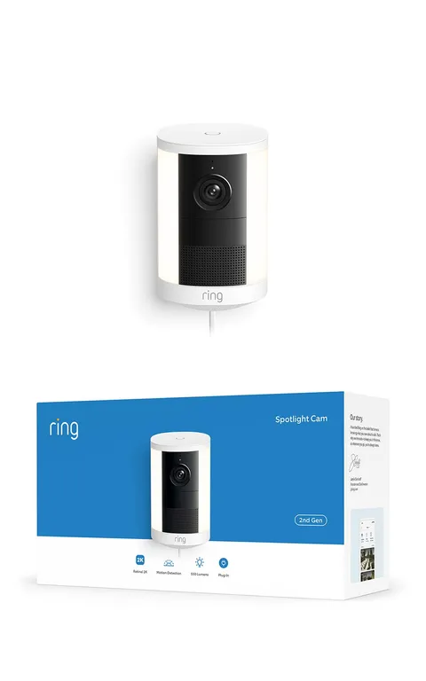 Ring Spotlight Cam 2K, Videocamera con faretti, plug-in (ultimo modello), video Retinal