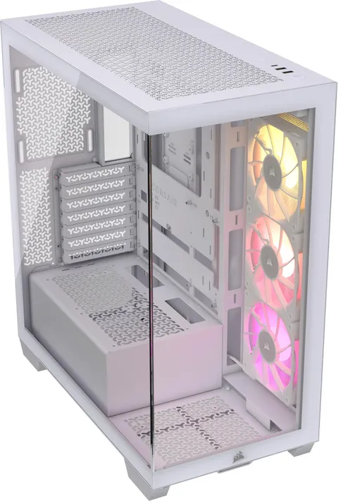 CORSAIR iCUE LINK 3500X RGB Mid-Tower ATX Case per PC - Vetro Panoramico Temperato - Compatibile con Scheda Madre a Connessione Inversa - 3x Ventole CORSAIR RX120 RGB Incluse - Bianco