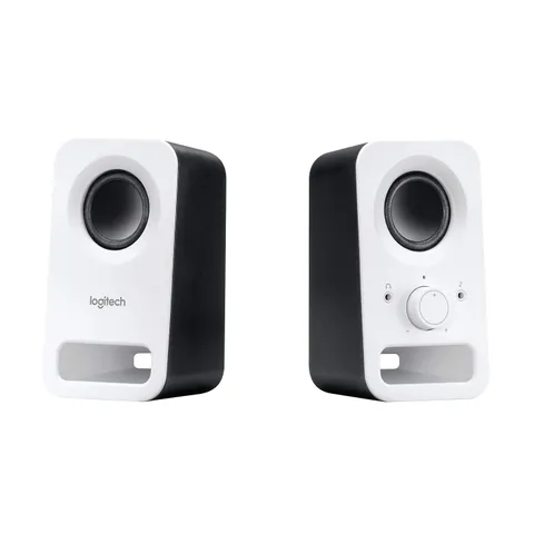 Logitech Z150 Altoparlanti Stereo Multimediali Compatti, Ingresso Audio Da 3.5 Mm, Controlli Integrati Jack Per Cuffie, Presa Eu e It, Computer, Smartphone Tablet, Lettore Musicale, Bianco