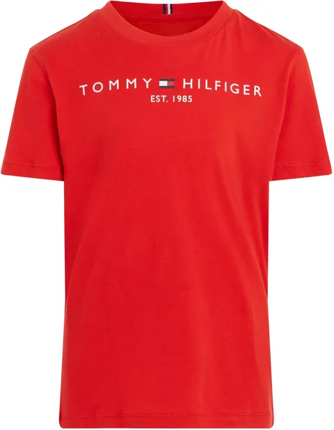 Tommy Hilfiger Bambini Unisex T-Shirt Maniche Corte Essential Tee Scollo Rotondo, Rosso (Deep Crimson), 12 Mesi