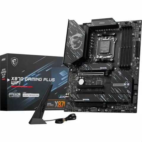 MSI X870 GAMING PLUS WIFI, Scheda madre ATX - Supporta processori AMD Ryzen 9000/8000/7000, AM5-60A SPS VRM, DDR5 Memory Boost 8200+ MT/s (OC), PCIe 5.0 x16 e 4.0 x16, M.2 Gen5, Wi-Fi 7, 5 G LAN