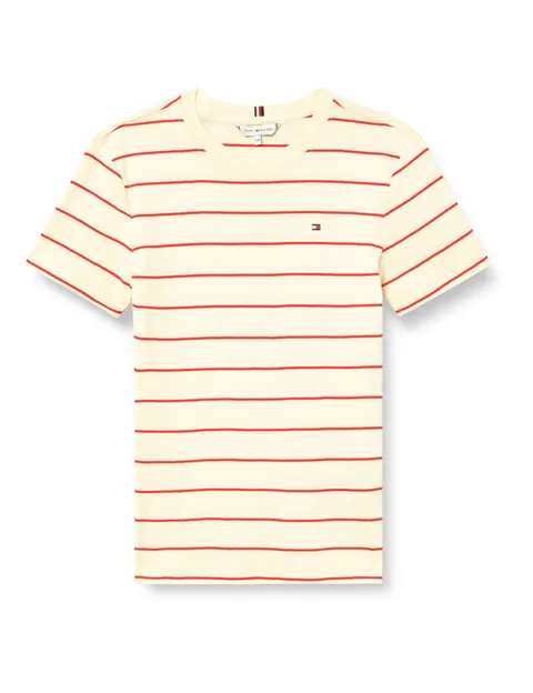 Tommy Hilfiger Donna Slim Cody C-Nk SS Ww0Ww40587, Bianco, L