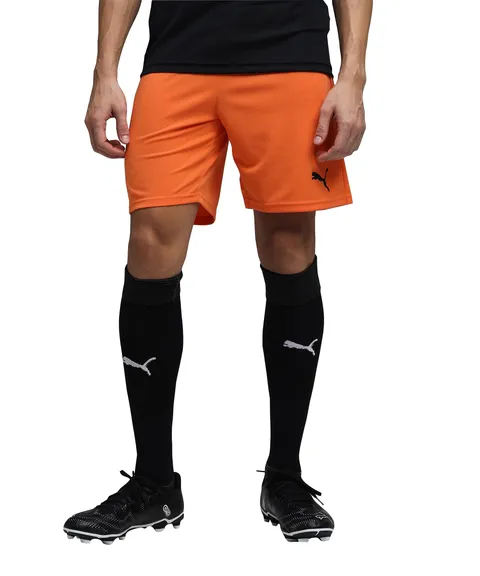 PUMA TeamRISE - Pantaloncini da Calcio, da Uomo, Colore Arancione, Nero, Taglia S