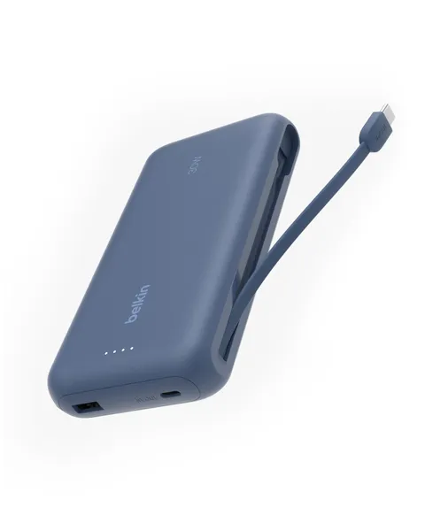 Belkin Caricabatteria portatile, power bank 20K PD 30 W con cavo integrato, ricarica