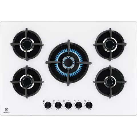 Electrolux Piano Cottura Gas EGG75372W Serie 600 Gas on Glass 75cm da Incasso, 5 Fuochi