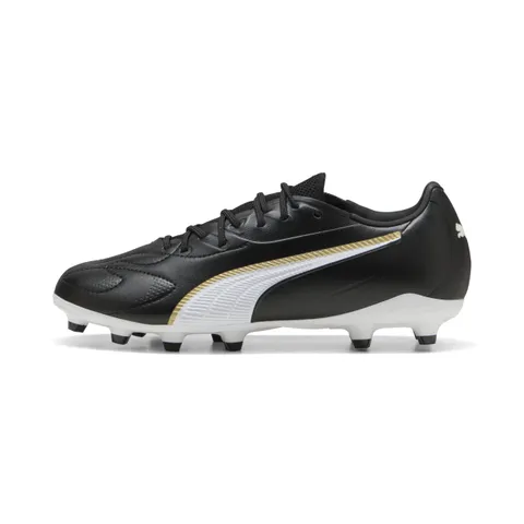 PUMA King 20 Match FG/AG JR Scarpe da Calcio, Nero Bianco Oro, 36, Puma Nero PUMA Bianco