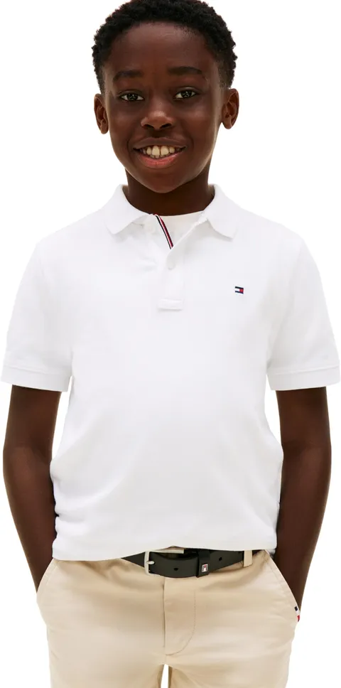 Tommy Hilfiger Polo Bandiera Bambino S/S, White, 7 Anni