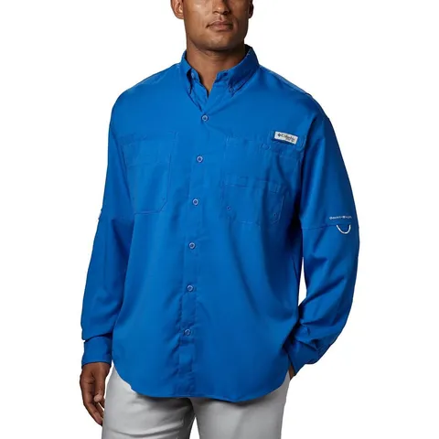 Columbia Tamiami II Camicia a Maniche Lunghe da Uomo, Uomo, 1286061, Blu Acceso, XXL