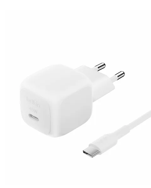 Belkin Caricatore da parete compatto da 45 W con cavo da USB-C a USB-C, ricarica rapida
