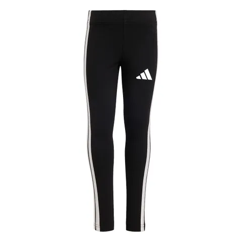 Adidas Bambina Essentials 3 Stripes Leggings, Black/White, 5-6 Years