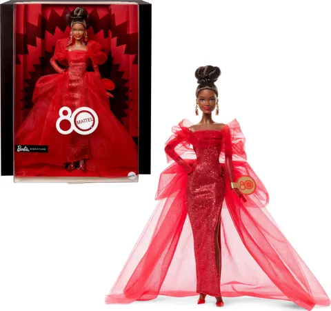 Barbie Signature 80° Anniversario Mattel, bambola castana da collezione in abito in tulle