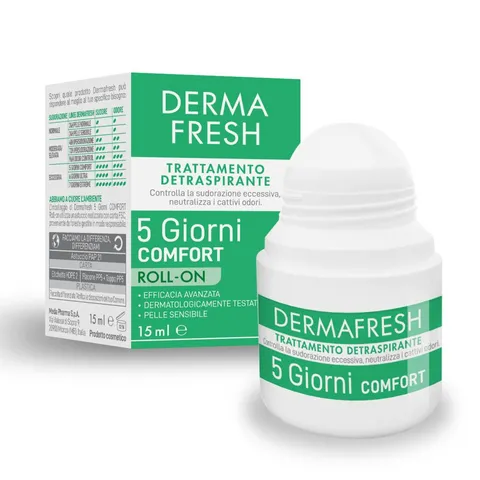 Dermafresh 5 giorni Comfort, Trattamento Detraspirante, Roll On, 15 ml, per Pelle