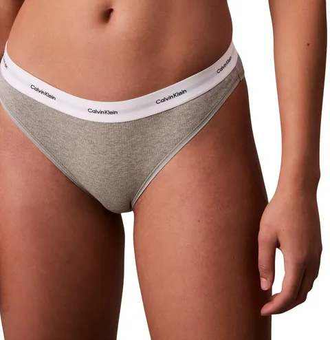 Calvin Klein Donna Slip Taglio Bikini con Fascia con Logo, Grigio (Grey Heather), L