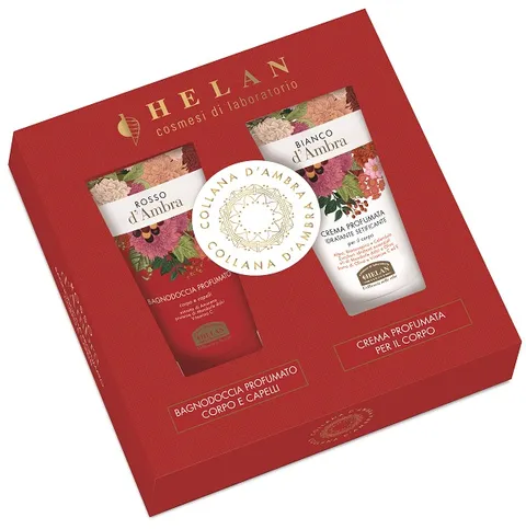 Helan, Collana d'Ambra - Cofanetto Regalo Donna con Shampoo e Bagnoschiuma 2 in 1 e Crema