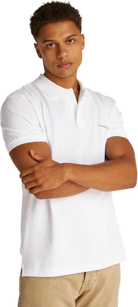 Calvin Klein Uomo Maglietta Polo Maniche Corte Monologo Regular Fit, Bianco (Bright White), L