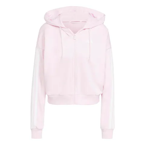 adidas Donna Essentials 3-Stripes French Terry Full Zip Hoodie Sweatshirt, Clear