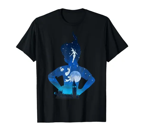 Disney Peter Pan London Flight Silhouette Maglietta