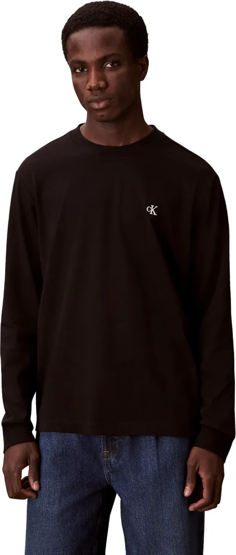 Calvin Klein LS Easy Monogram Tee LV04RD247G Tee da Uomo, Nero (Nero), XL, Nero (Nero), XL