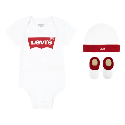 Levi's Classic Batwing Infant Hat Bodysuit Bootie Set 3Pc, Tutina per bambino e neonato